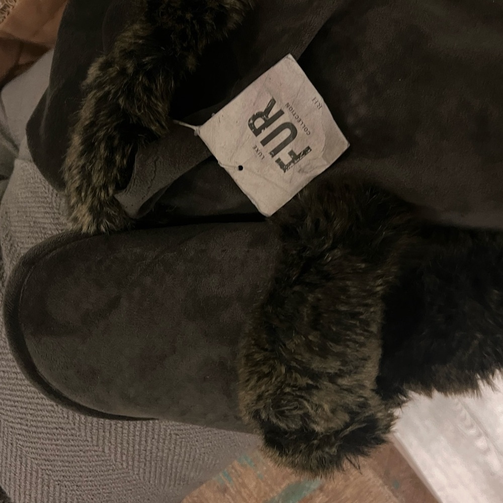 Restoration Hardware Faux Sable Slippers